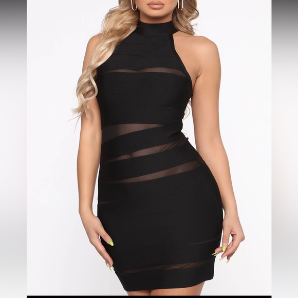 Fashion Nova Clink and Sip Bandage Halter Mini Dress - Picture 1 of 3